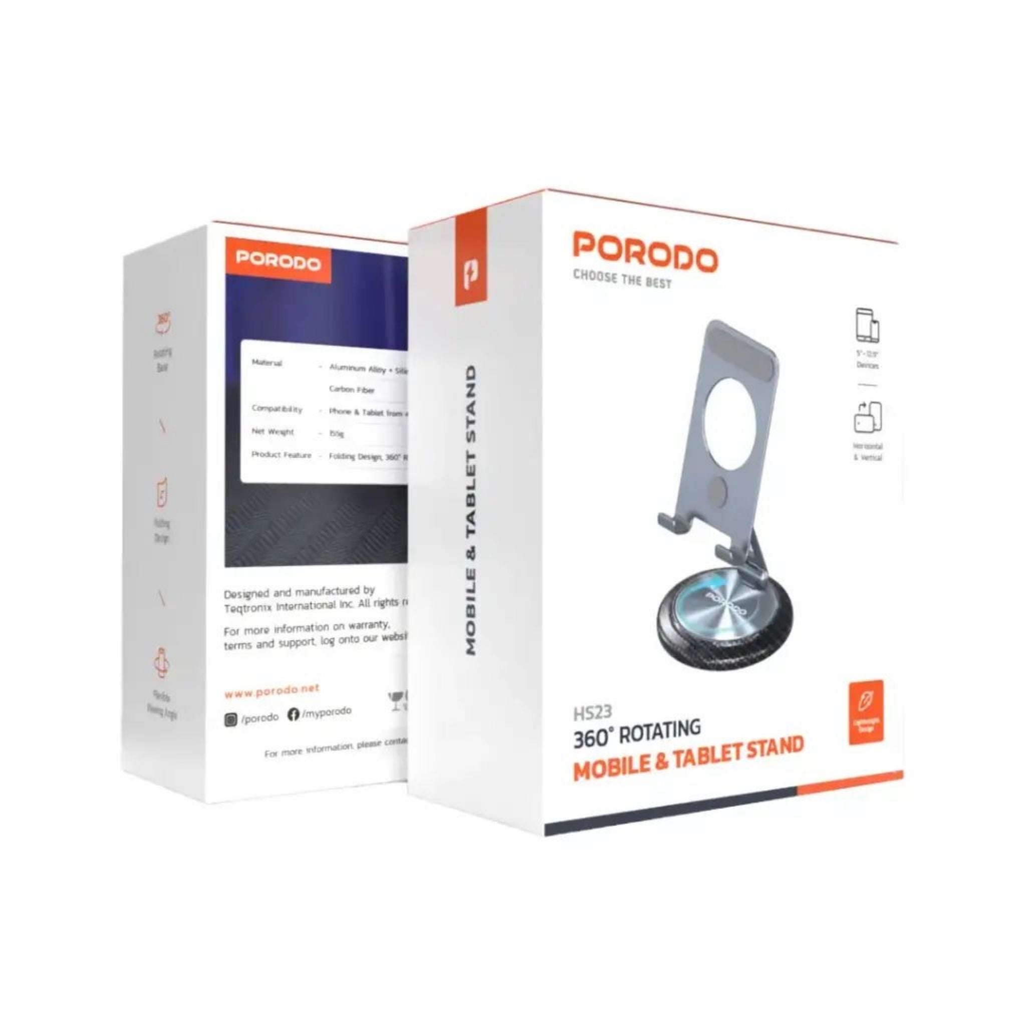 Porodo 360° Rotating Mobile & Tablet Stand - Gray