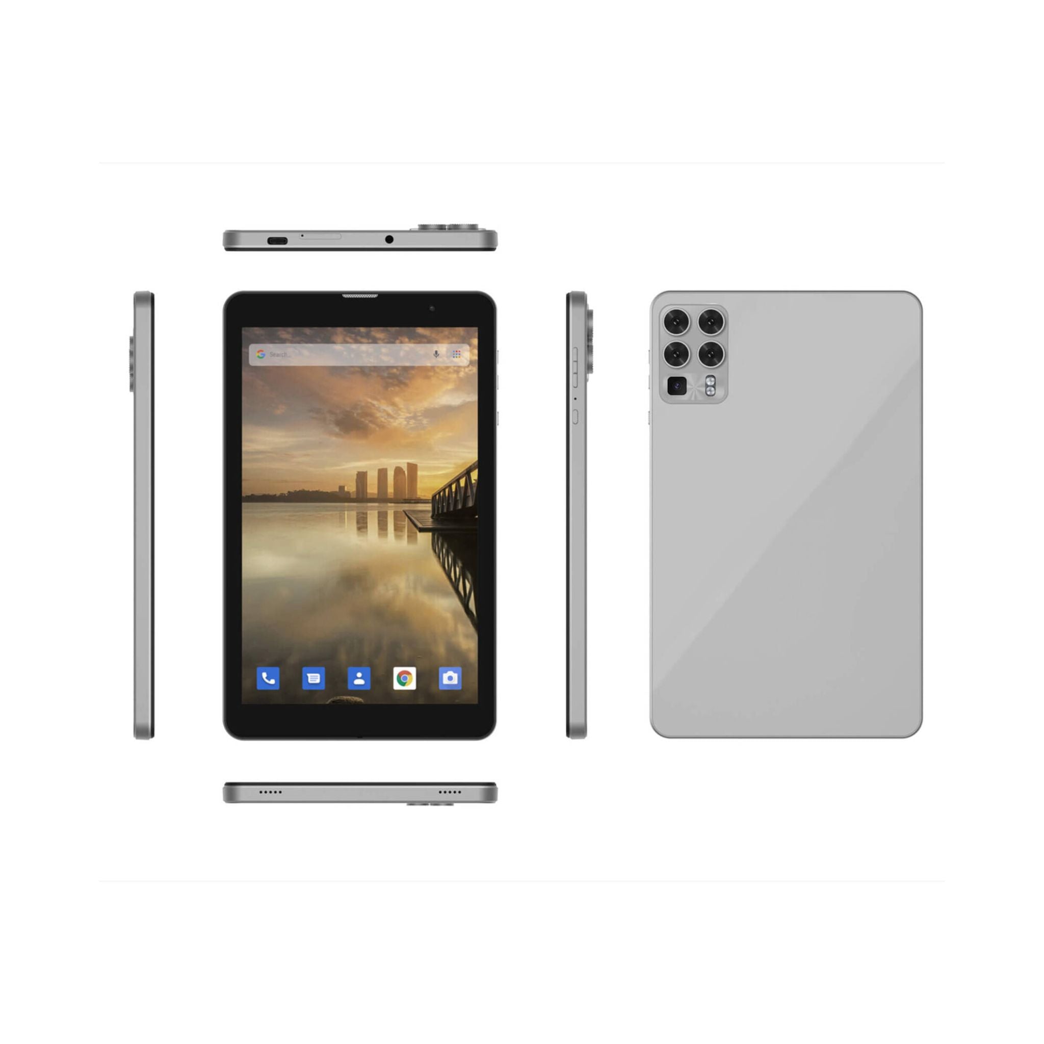 Oteeto Tab 8 Tablet, 8" 1280x800 IPS LCD Display, Octa-Core 1.8GHz Processor, 8GB RAM, 256GB ROM, 5.0MP Front + 13.0MP Rear Camera, 5000mAh, Android 13-Grey