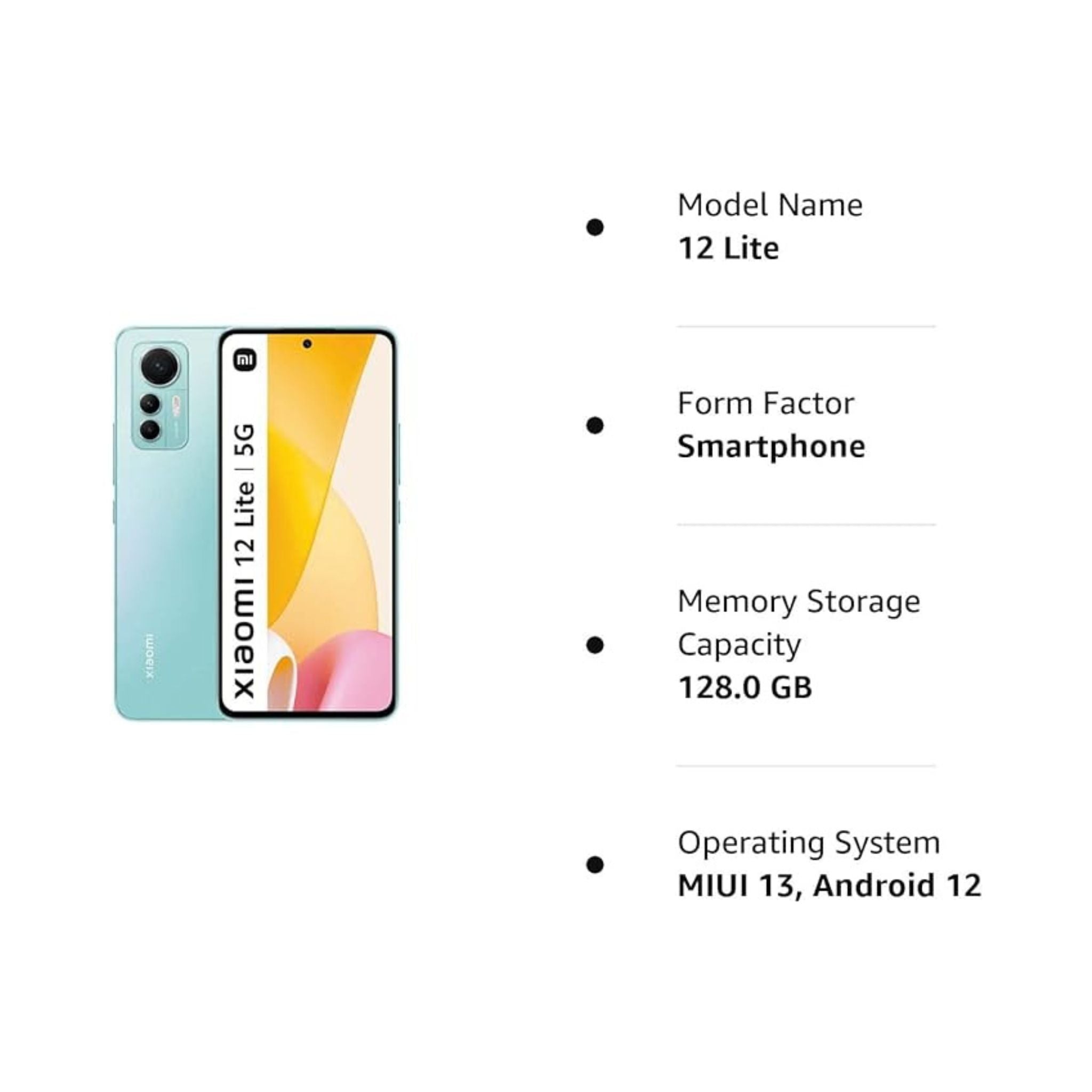 Xiaomi 12 Lite 5G Dual SIM Smartphone, 6GB RAM, 128GB Storage – Global Version, Green