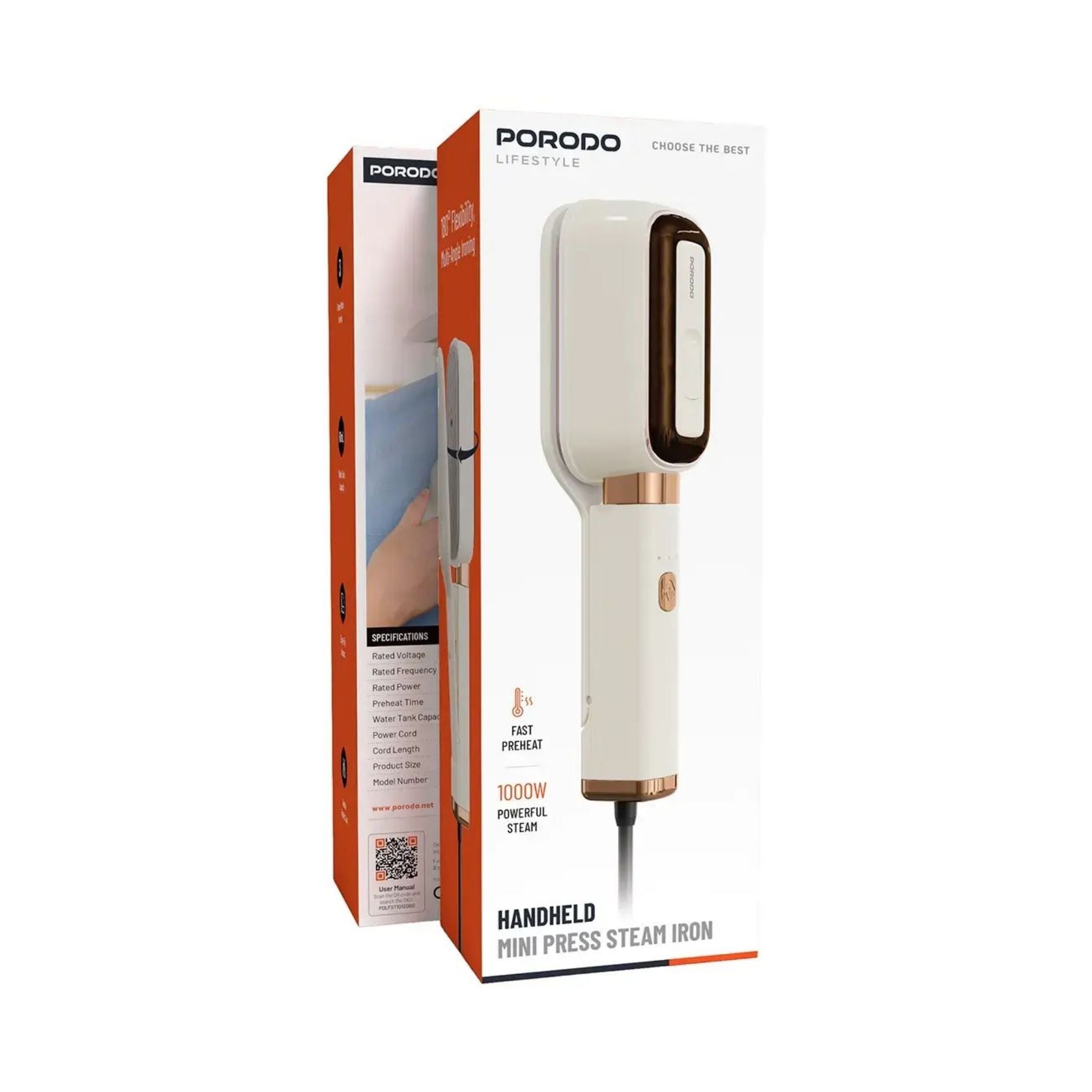 Porodo Lifestyle Handheld Mini Press Steam Iron - Beige