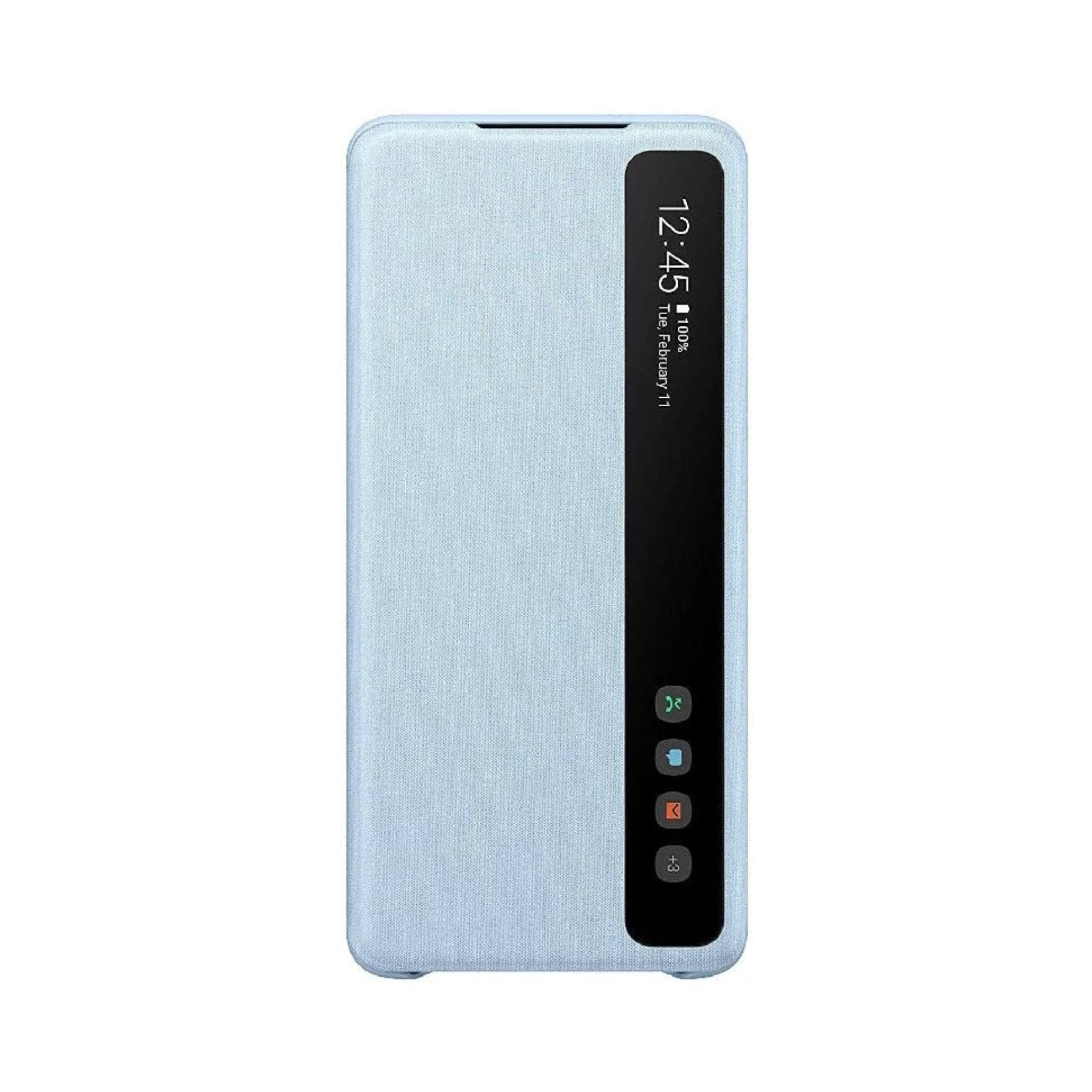Smart phone case with screen display on a white background