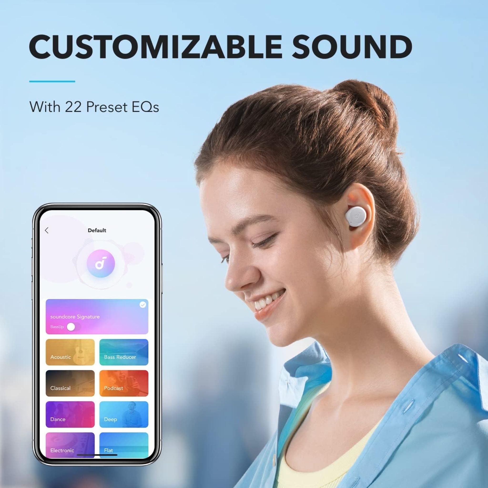 Anker A20i Bluetooth 5.3, App, Customized Sound, 28H Long Playtime, Water-Resistant White