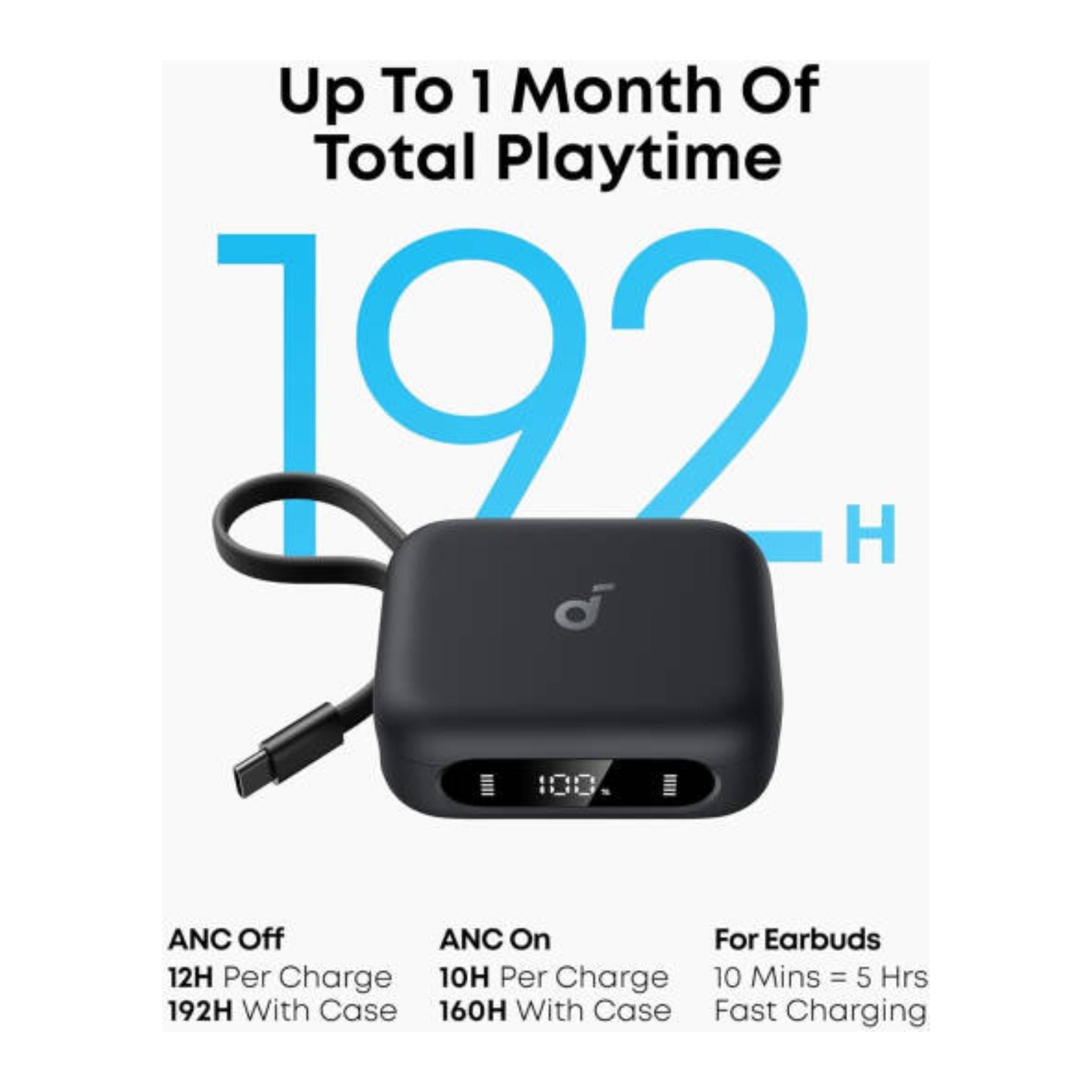 Anker Soundcore P41i Earbud, 11mm Composite Drivers, Adaptive Noise Cancelling, 6 Microphones, Built-in Phone Stand, Al Noise Reduction, 3000mAh Battery Capacity, Black | P41i