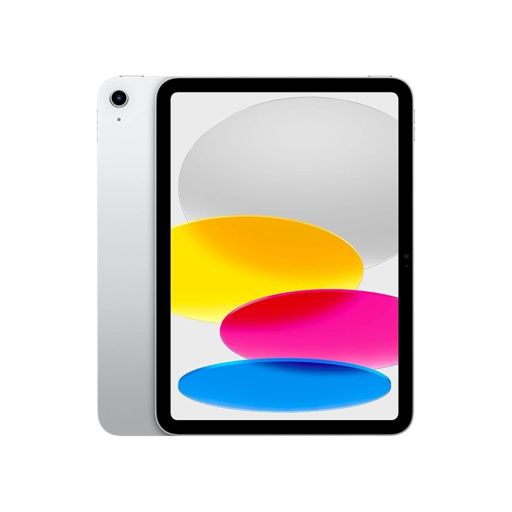 Tablet with colorful design on the screen against a white background